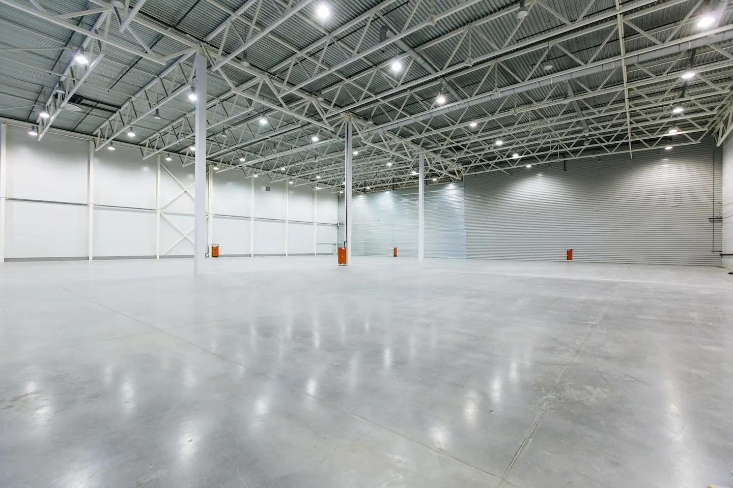 Warehouse in Southeast Austin with high bay lighting and an electrical system installed by Terrapin Electric.