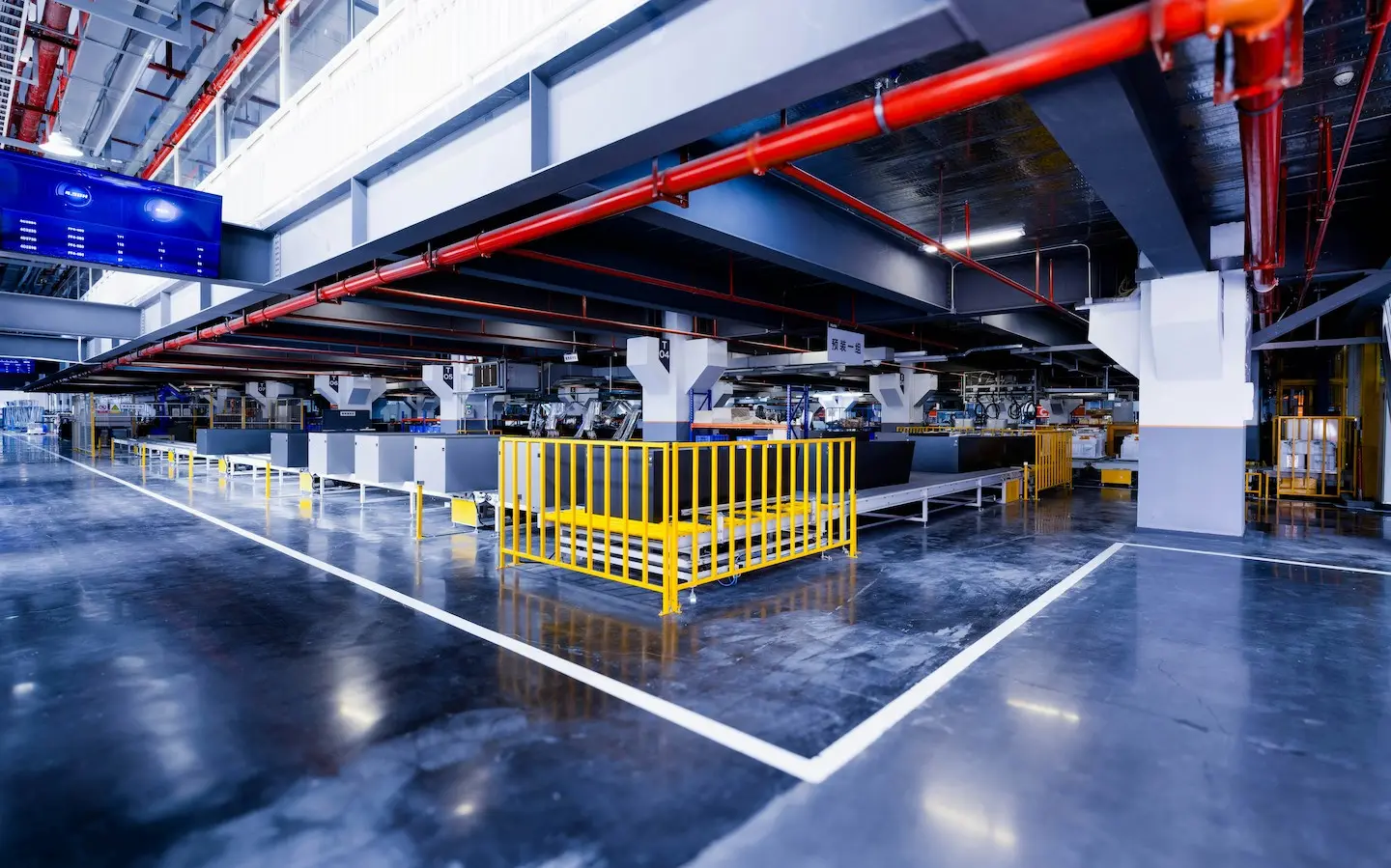 Hallway in manufacturing facility in Austin, Texas.