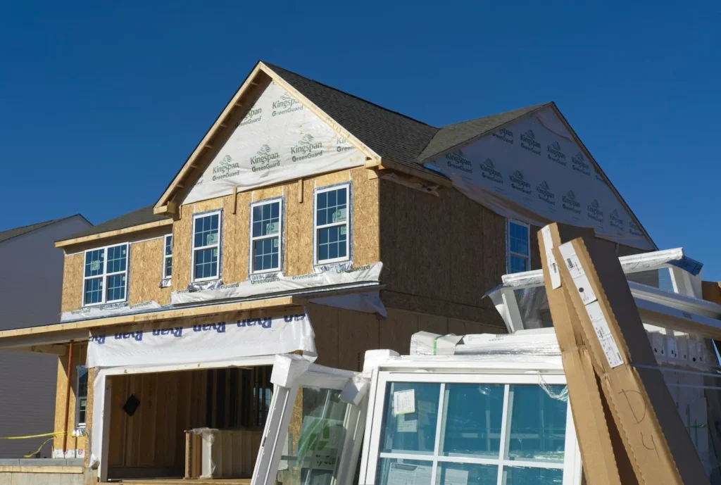 New-build home under construction in Austin, Texas.
